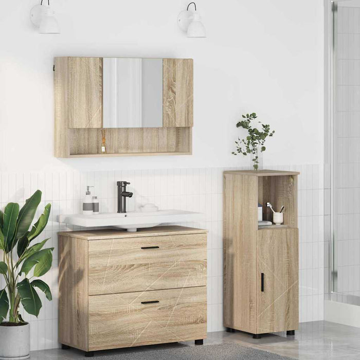 Set de mobilier pentru baie cu sertar 3 pcs Stejar Sonoma WALTI