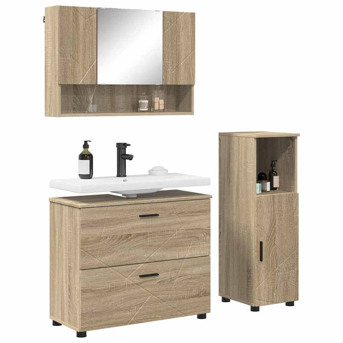 Set de mobilier pentru baie cu sertar 3 pcs Stejar Sonoma WALTI