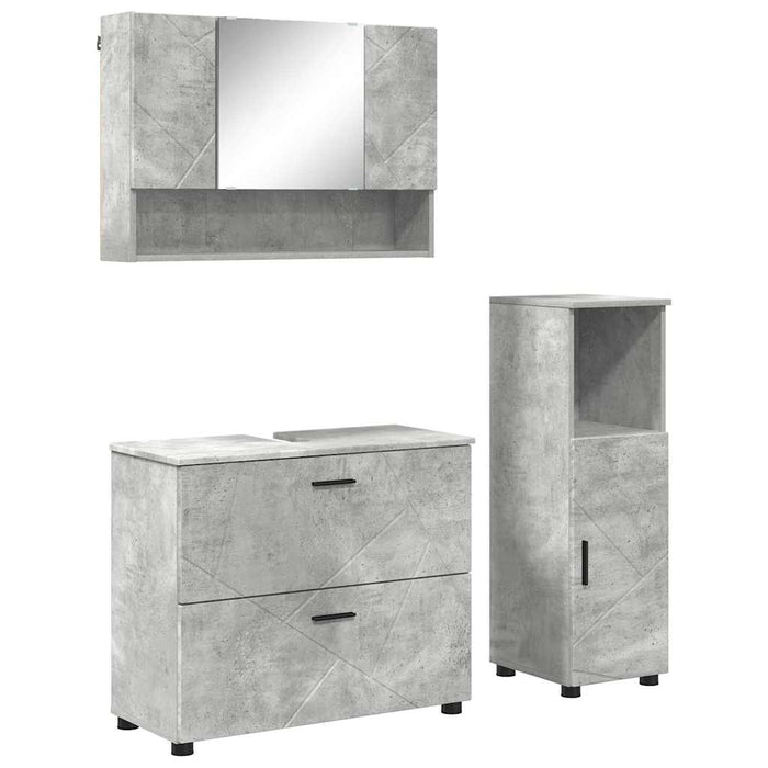 Set de mobilier pentru baie cu sertar 3 pcs Gri din beton WALTI