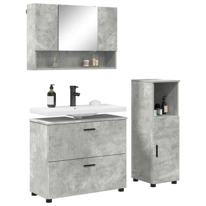 Set de mobilier pentru baie cu sertar 3 pcs Gri din beton WALTI