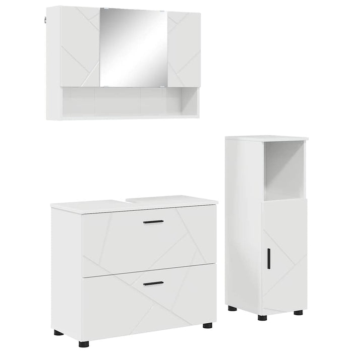 Set de mobilier pentru baie cu sertar cu raft 3 pcs Alb lucios WALTI