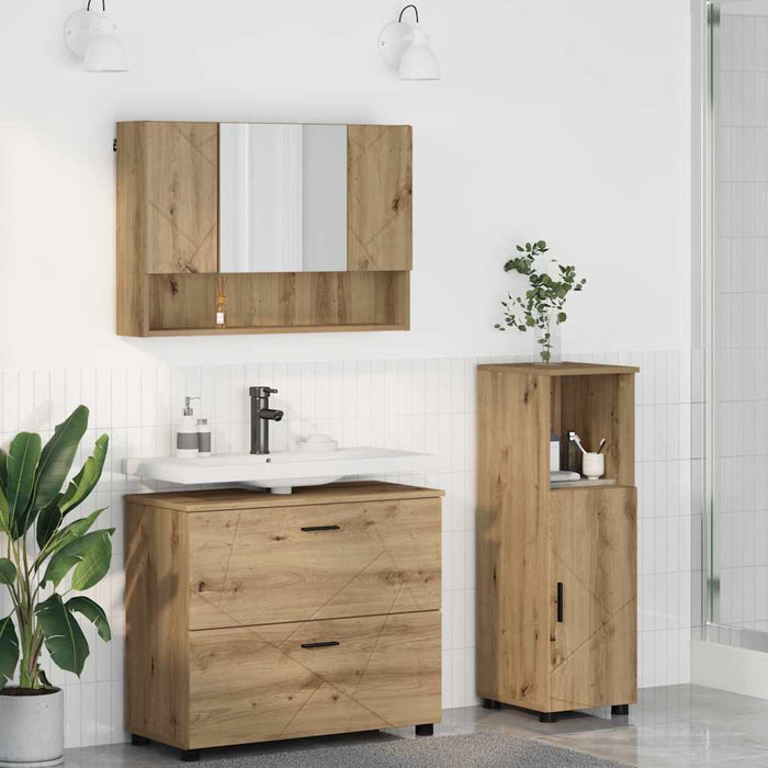 Set de mobilier pentru baie 3 buc. Stejar Artizanal WALTI