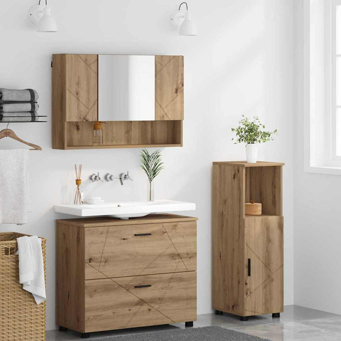 Set de mobilier pentru baie 3 buc. Stejar Artizanal WALTI