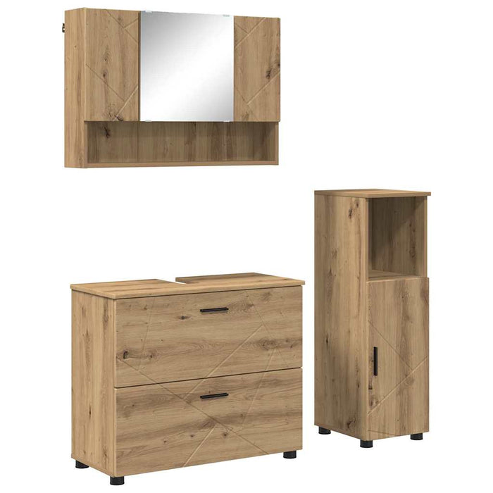Set de mobilier pentru baie 3 buc. Stejar Artizanal WALTI