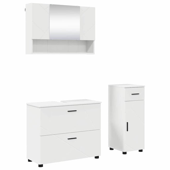 Set de mobilier pentru baie 3 pcs Alb Lemn aranjat și metal WALTI