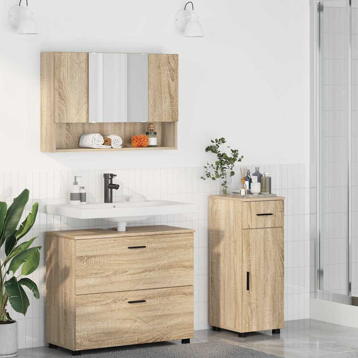 Set de mobilier pentru baie cu sertar 3 pcs Stejar Sonoma WALTI