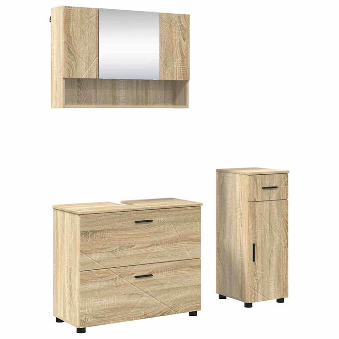 Set de mobilier pentru baie cu sertar 3 pcs Stejar Sonoma WALTI