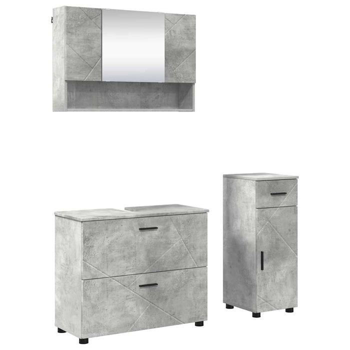 Set de mobilier pentru baie cu sertar 3 pcs Gri din beton WALTI