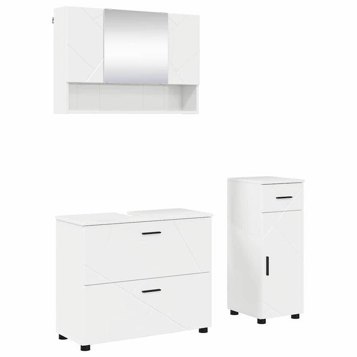 Set de mobilier pentru baie cu sertar cu raft 3 pcs Alb lucios WALTI