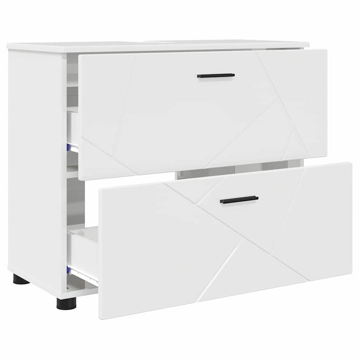Set de mobilier pentru baie cu sertar cu raft 3 pcs Alb lucios WALTI