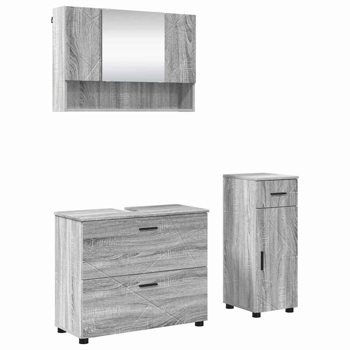 Set de mobilier pentru baie cu sertar cu raft 3 pcs Gri Sonoma WALTI