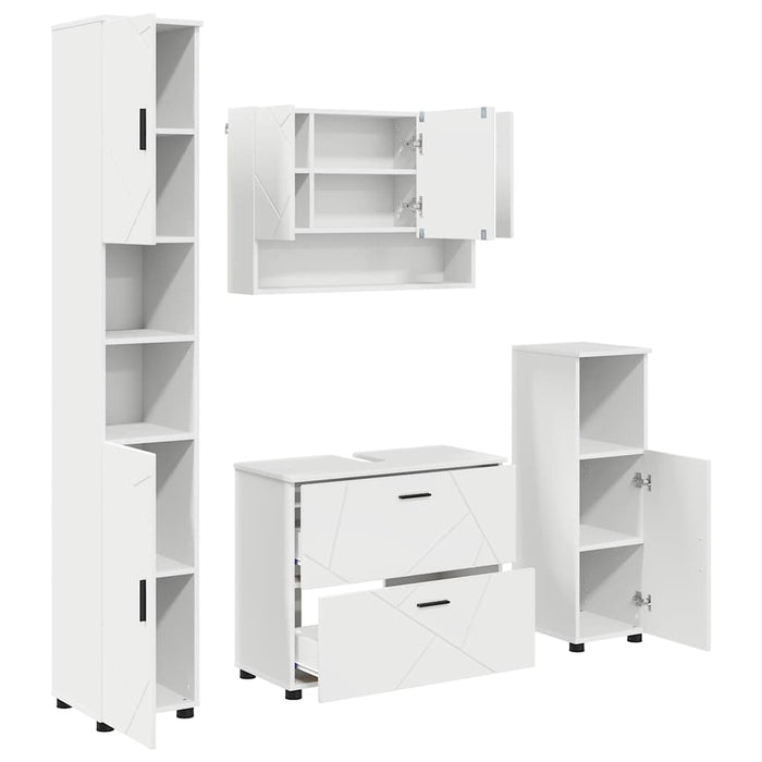 Set de mobilier pentru baie 4 pcs Alb Lemn aranjat și metal WALTI