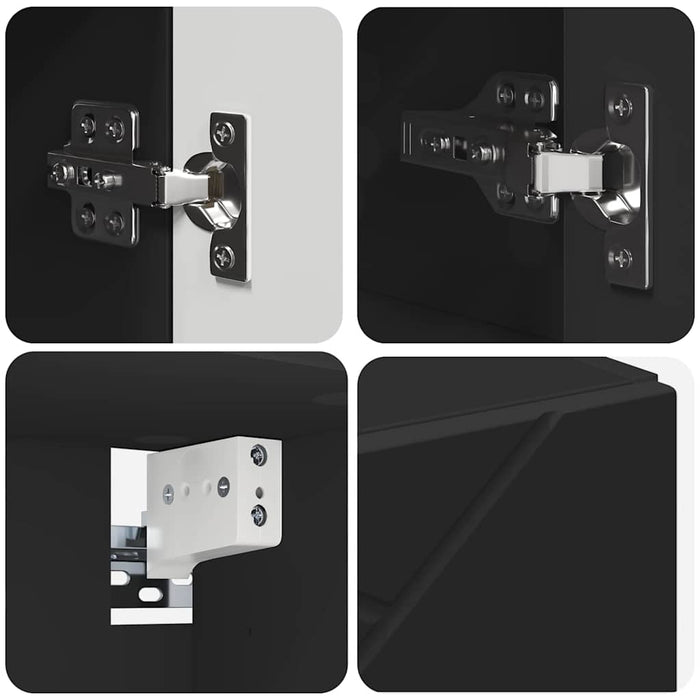 Set de mobilier pentru baie 4 pcs Negru Lemn aranjat și metal WALTI