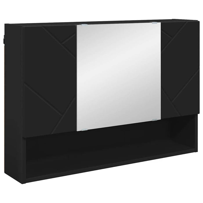 Set de mobilier pentru baie 4 pcs Negru Lemn aranjat și metal WALTI