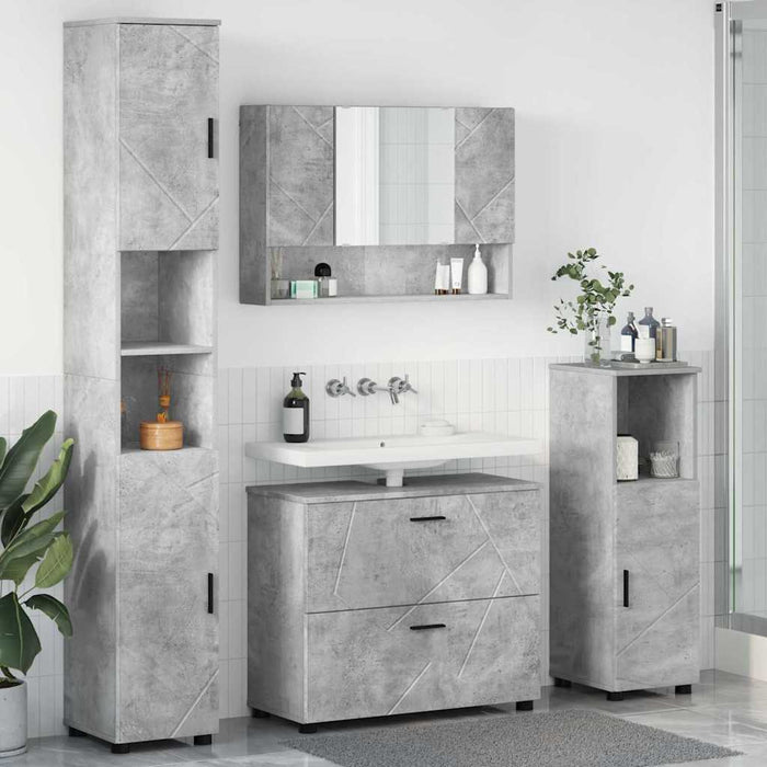 Set de mobilier pentru baie cu sertar 4 pcs Gri din beton WALTI
