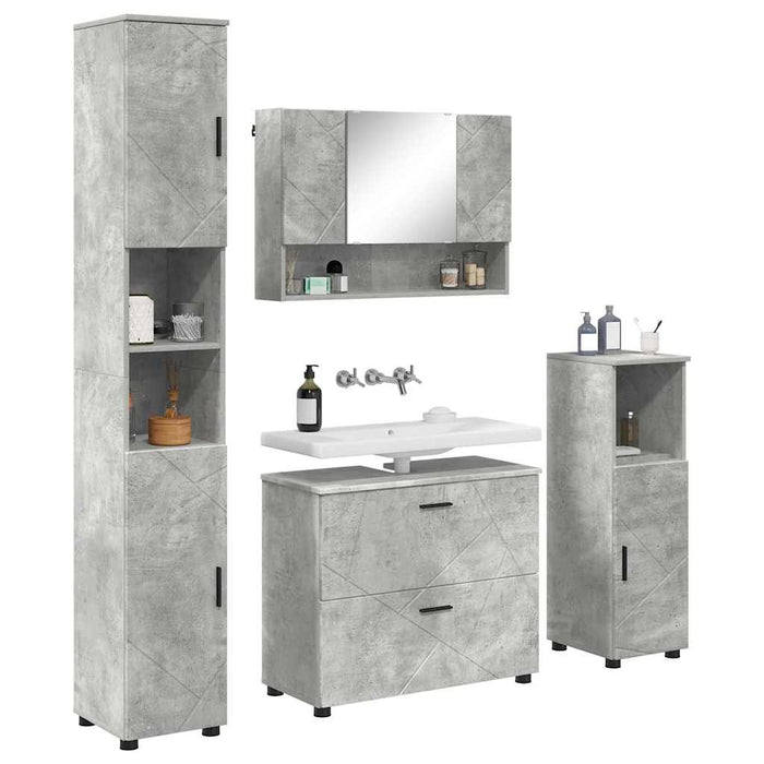 Set de mobilier pentru baie cu sertar 4 pcs Gri din beton WALTI