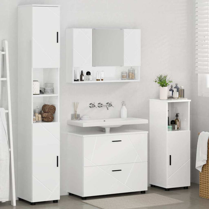 Set de mobilier pentru baie cu sertar cu raft 4 pcs Alb lucios WALTI