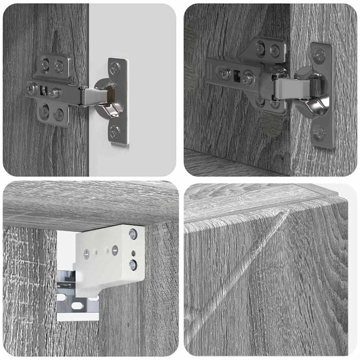 Set de mobilier pentru baie cu sertar cu raft 4 pcs Gri Sonoma WALTI