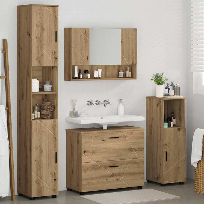 Set de mobilier pentru baie 4 buc. Stejar Artizanal WALTI
