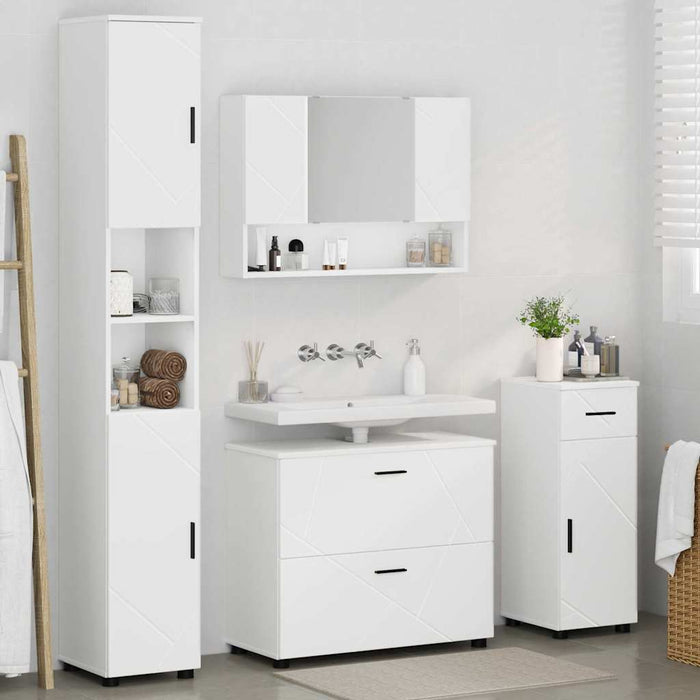 Set de mobilier pentru baie 4 pcs Alb Lemn aranjat și metal - WALTI WALTI