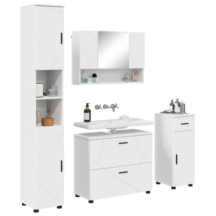 Set de mobilier pentru baie 4 pcs Alb Lemn aranjat și metal - WALTI WALTI