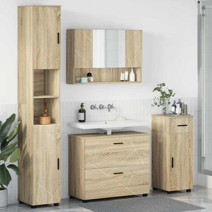 Set de mobilier pentru baie cu sertar 4 pcs Stejar Sonoma WALTI