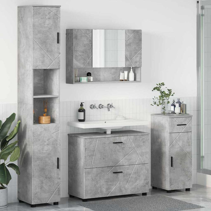 Set de mobilier pentru baie cu sertar 4 pcs Gri din beton WALTI