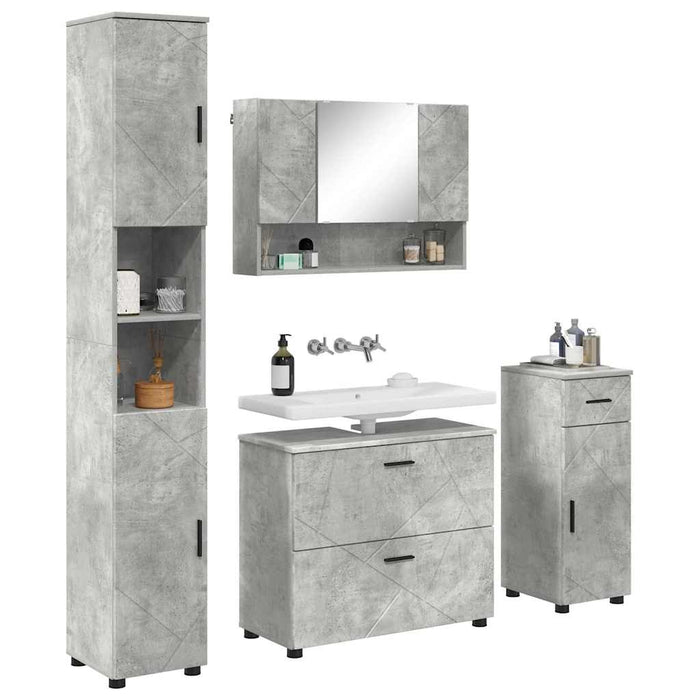 Set de mobilier pentru baie cu sertar 4 pcs Gri din beton WALTI