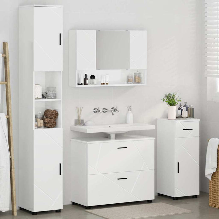Set de mobilier pentru baie cu sertar cu raft 4 pcs Alb lucios WALTI
