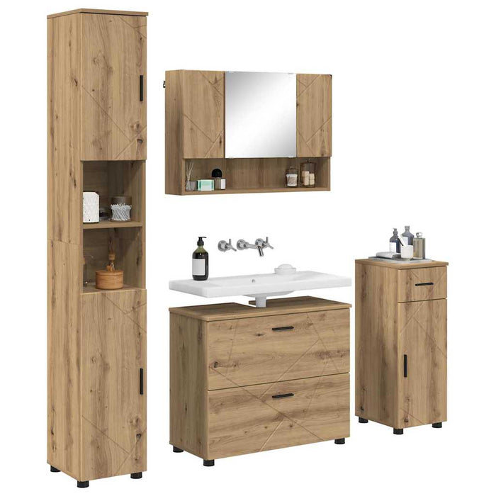 Set de mobilier pentru baie 4 buc. Stejar Artizanal WALTI