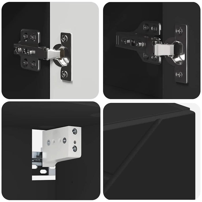 Set de mobilier pentru baie 5 pcs Negru Lemn aranjat și metal WALTI