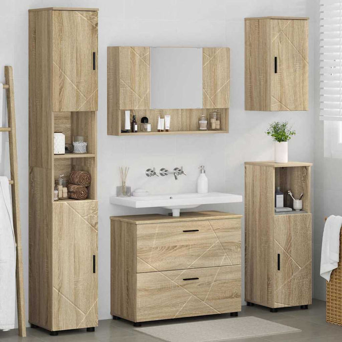 Set de mobilier pentru baie cu sertar 5 pcs Stejar Sonoma WALTI