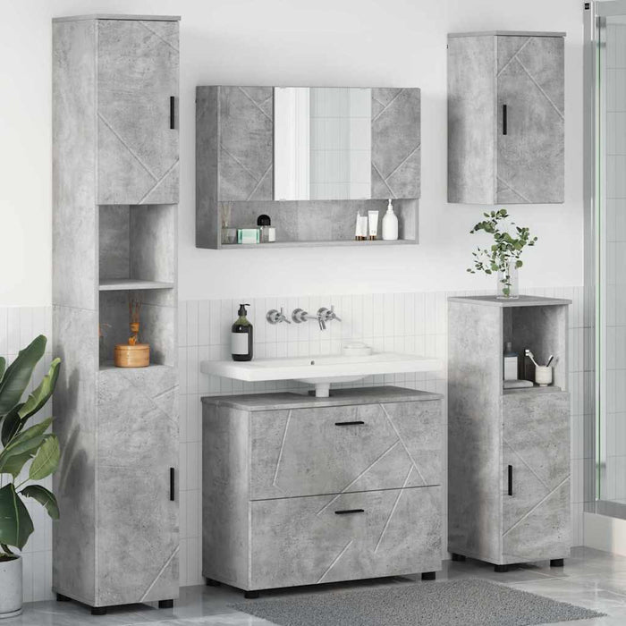 Set de mobilier pentru baie cu sertar 5 pcs Gri din beton WALTI