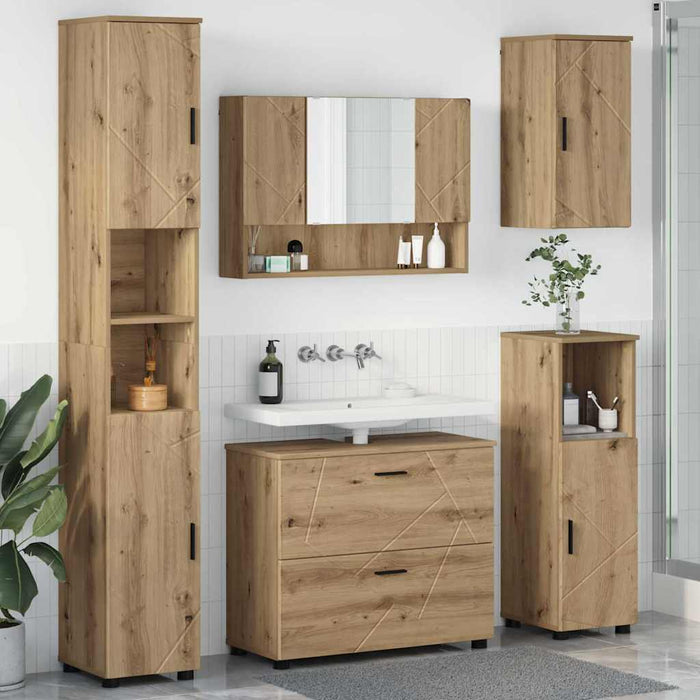 Set de mobilier pentru baie 5 buc. Stejar Artizanal WALTI