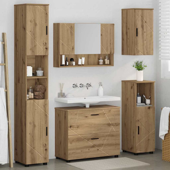 Set de mobilier pentru baie 5 buc. Stejar Artizanal WALTI