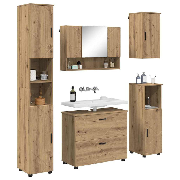 Set de mobilier pentru baie 5 buc. Stejar Artizanal WALTI