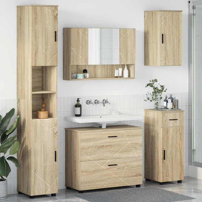 Set de mobilier pentru baie cu sertar 5 pcs Stejar Sonoma - WALTI WALTI