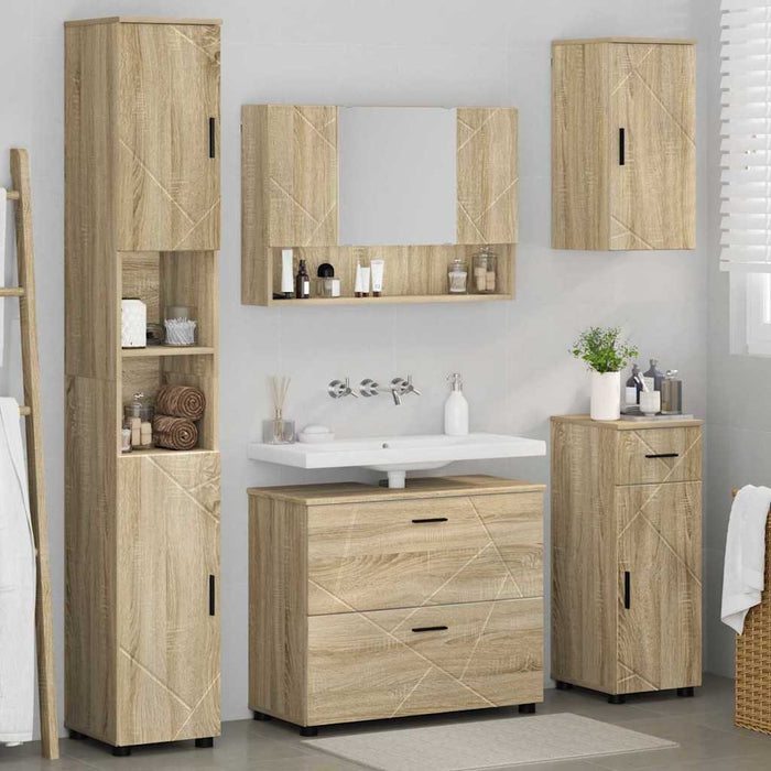 Set de mobilier pentru baie cu sertar 5 pcs Stejar Sonoma - WALTI WALTI