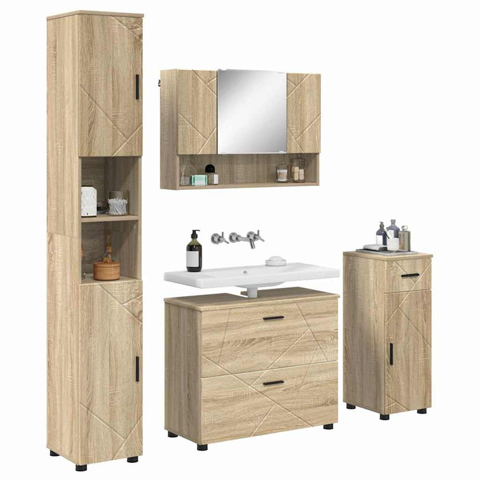 Set de mobilier pentru baie cu sertar 5 pcs Stejar Sonoma - WALTI WALTI