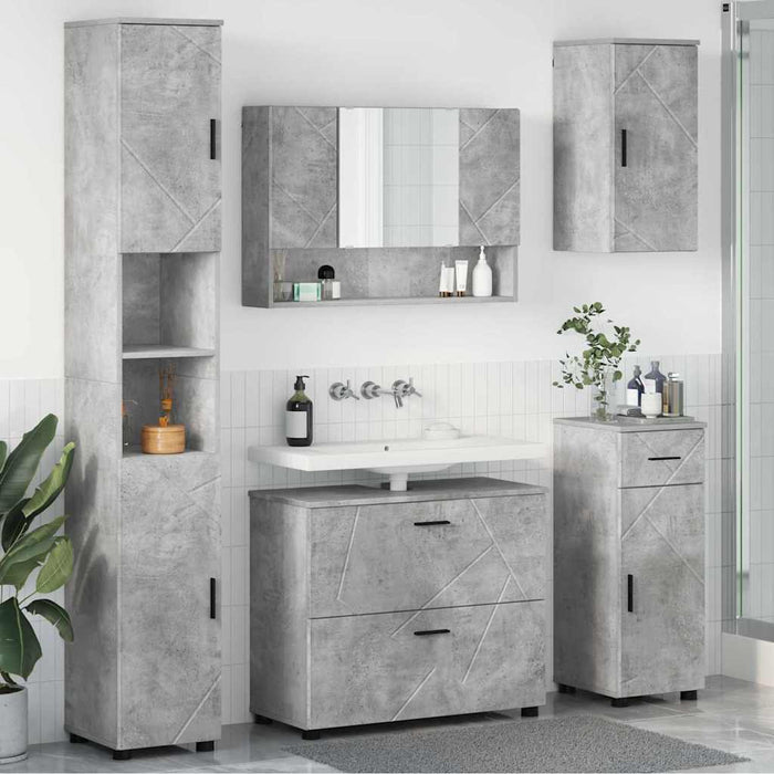 Set de mobilier pentru baie cu sertar 5 pcs Gri din beton WALTI