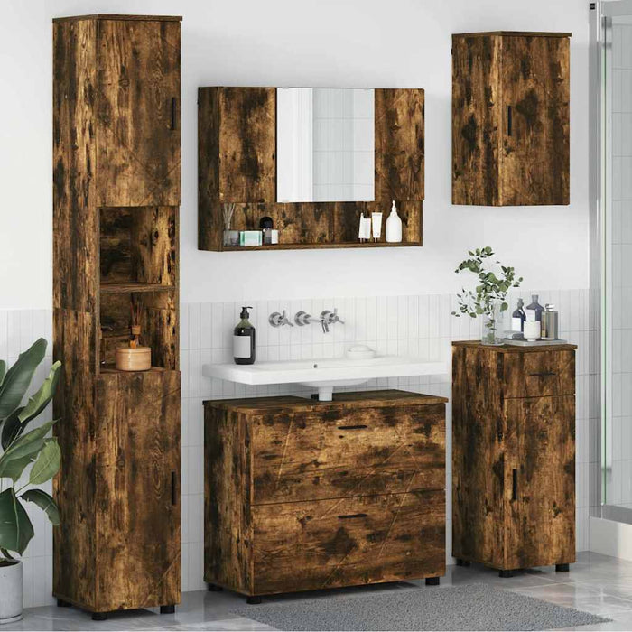 Set de mobilier pentru baie 5 buc. Stejar fumuriu - WALTI WALTI