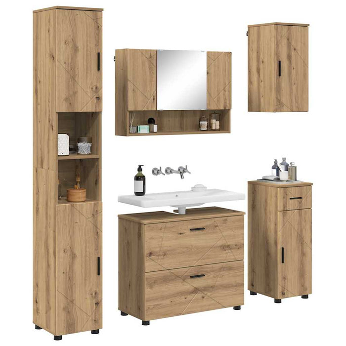 Set de mobilier pentru baie 5 buc. Stejar Artizanal WALTI