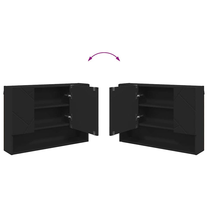 Set de mobilier pentru baie 4 pcs Negru Lemn aranjat și metal WALTI