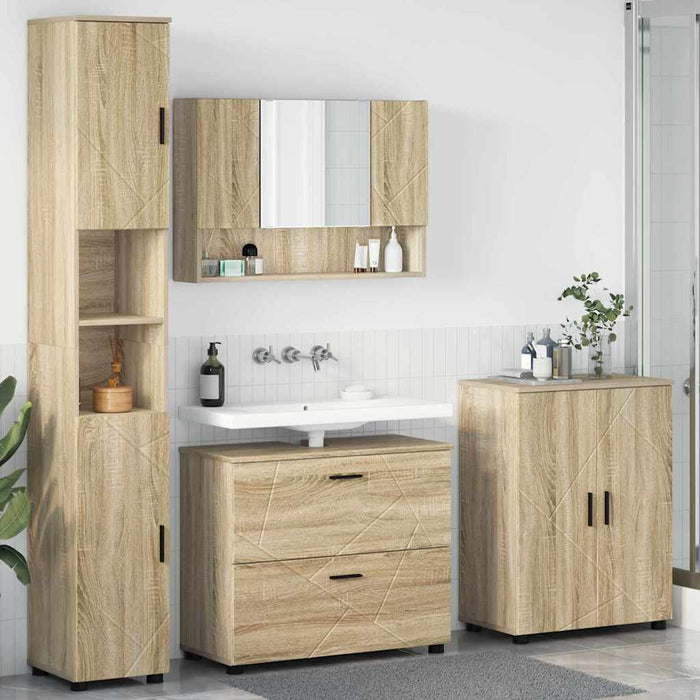 Set de mobilier pentru baie cu sertar 4 pcs Stejar Sonoma WALTI