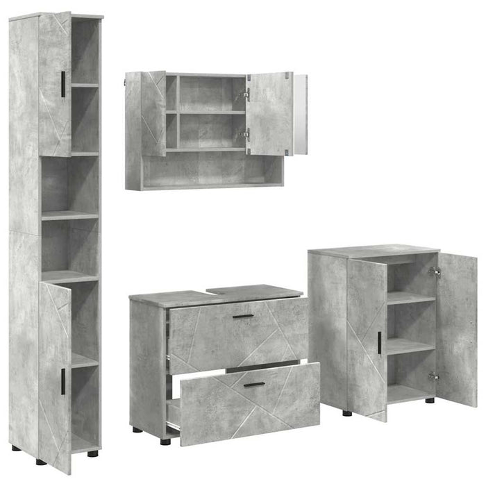 Set de mobilier pentru baie cu sertar 4 pcs Gri din beton WALTI