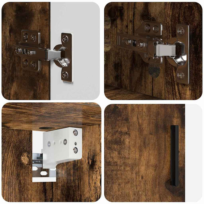 Set de mobilier pentru baie 4 buc. Stejar fumuriu - WALTI WALTI