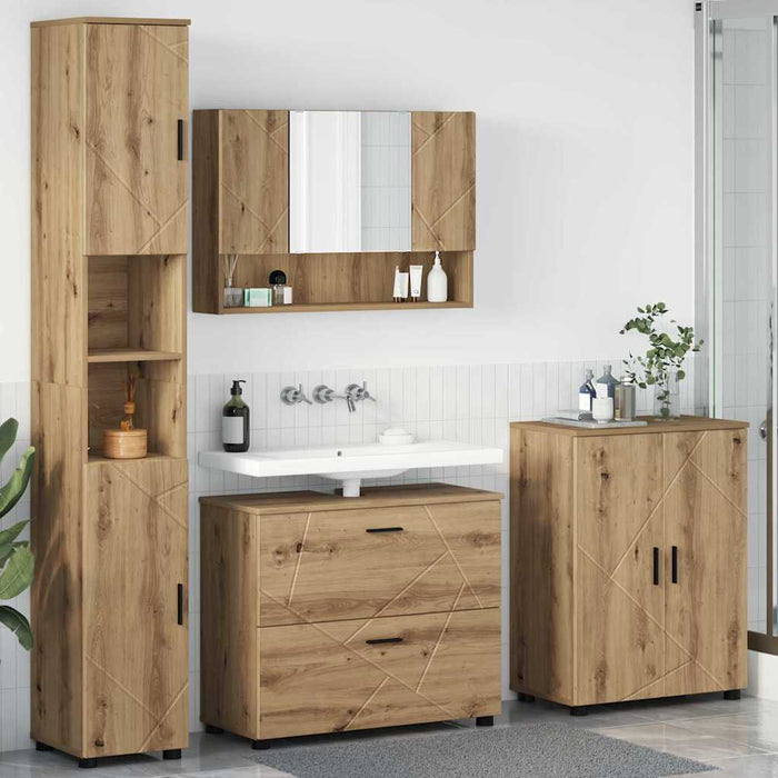 Set de mobilier pentru baie 4 buc. Stejar Artizanal WALTI