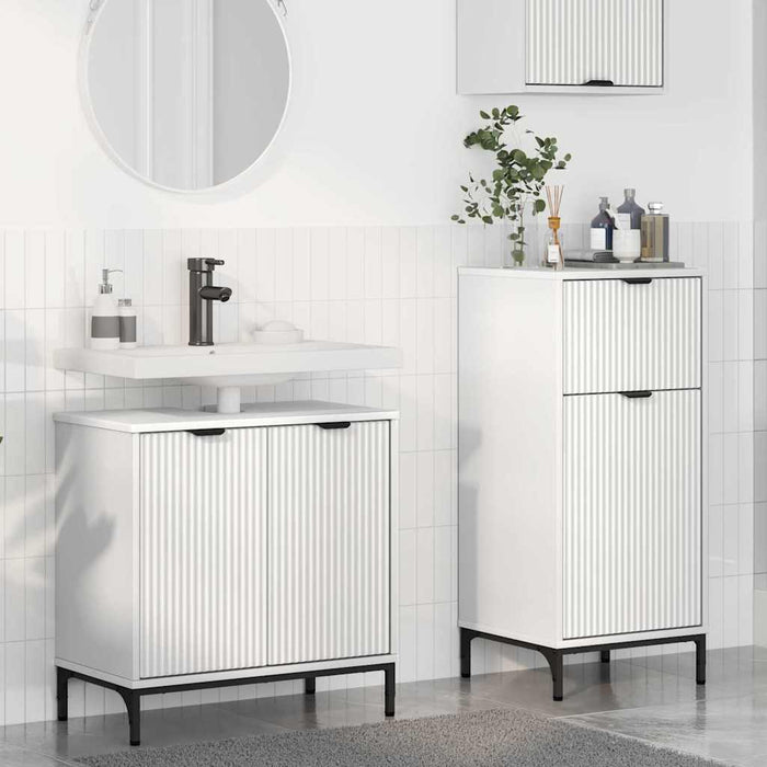 Set de mobilier pentru baie 2 pcs Alb Lemn aranjat și metal WALTI