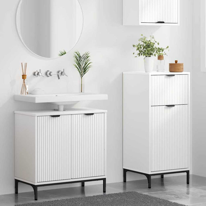 Set de mobilier pentru baie 2 pcs Alb Lemn aranjat și metal WALTI