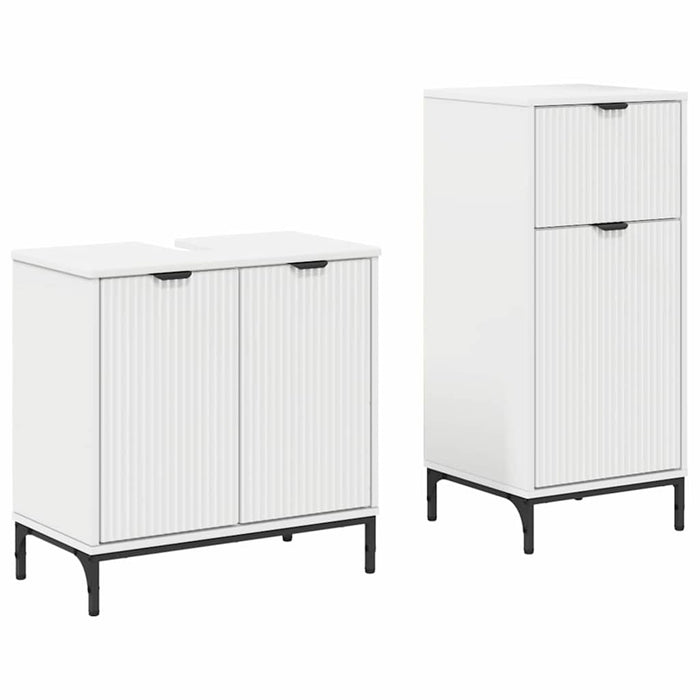 Set de mobilier pentru baie 2 pcs Alb Lemn aranjat și metal WALTI